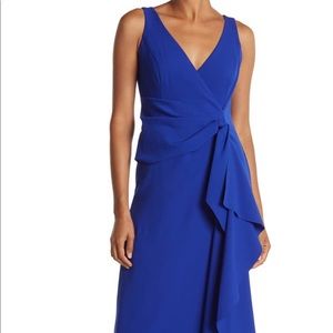 Marina Wrap Cascade Gown Cobalt Blue Size 8